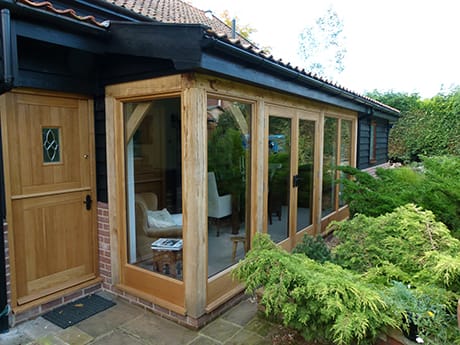 Green oak dining room extension